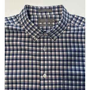 Daniel Cremieux Plaid Men's XL Short Sleeve Button-Down Shirt Blue/Brown